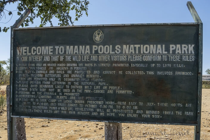 140714 The rules The rules in Mana Pools National Park, Zimbabwe