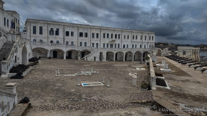 Cape Coast Castle yard pano mobile Ghana